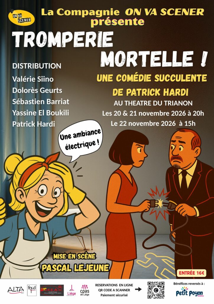 Tromperie Mortelle ! au Théâtre du Trianon : une comédie désopilante au profit de la Fondation Petit Poyon !